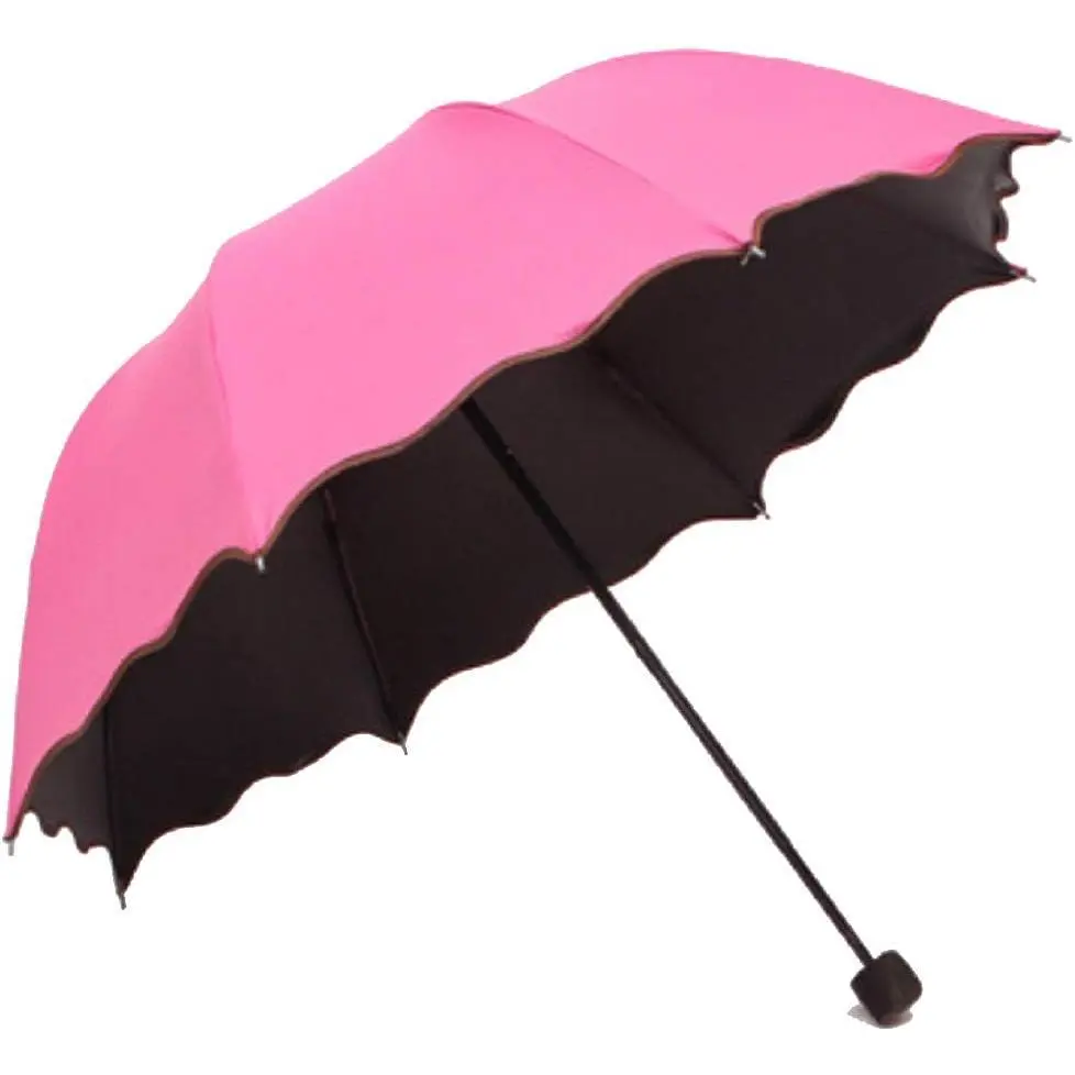 Flower-Patterned Windproof Folding Umbrella - Portable Foldable Compact Metal-Steel Sun Rain Parasol with Water-Resistant Fabric, Gift for Daughter