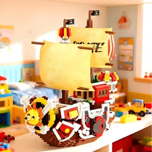 One Piece Ship Model Wano Country Building Blocks Set, Anime Design, Detailed Pirate Boat Toy, Perfect Gift for Anime Fans & Collectors