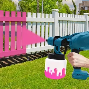 High Power Cordless Paint Sprayer Gun - 1000ml HVLP Electric with 3 Spray Patterns & 6 Copper Nozzles, 110-240V, Rechargeable Lithium Battery for Furniture, Cabinets, Walls, Doors - DIY Home Car Repair, Paint Sprayer Gun