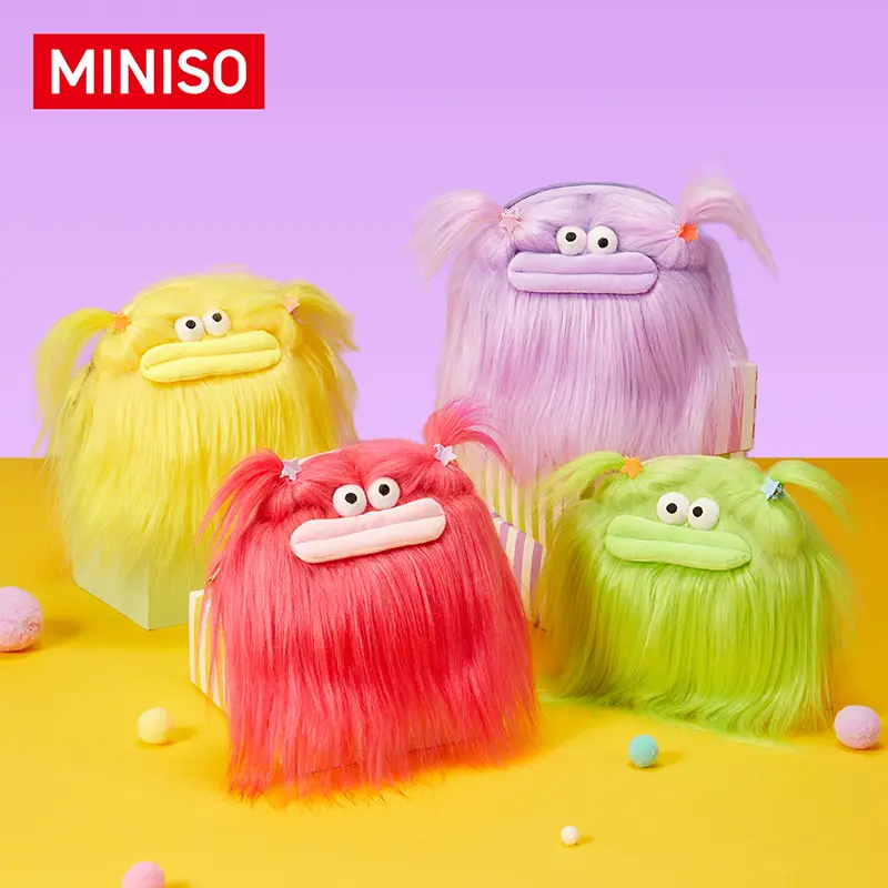MINISO FUGGLER Plush Crossbody Bag - Soft Fluffy Monster Shoulder Purse with Big Teeth, Ugly-Cute Quirky Casual Sling, Quirky Gifts for Kids Fans' Birthdays, Whimsical, Back To School