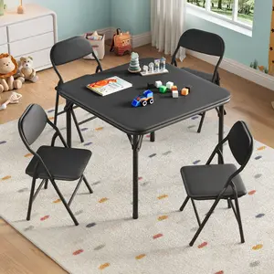 5-Piece Kids Folding Table & Chairs Set – Toddler Activity Table with 4 Chairs for Dining, Daycare & Classroom, Space-Saving Design