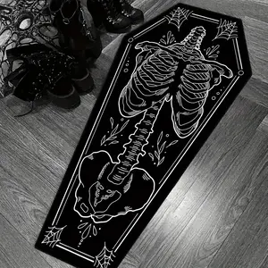 Halloween Bat Print Rug, American Retro Style Washable Carpet, Home Decor for Living Room Bedroom Hallway Laundry Room, Animal Print Rug, Decorative Rug