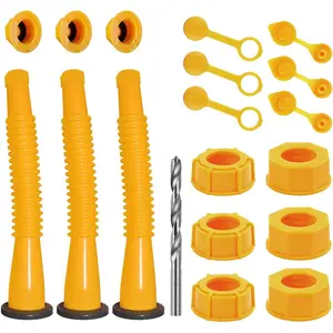 Gas Can Spout Replacement Kit, Gas Can Nozzle Replacement (3 Kit-Yellow)  gaskets are installed and ready to use upon receipt. For 1/2/5/10 gallon gas can. Easy and convenient to use