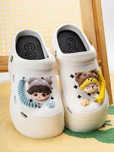 Women's Cute Cartoon Doll Decorated Slides, Casual Comfortable Home Slippers, Soft Non-slip Slippers for Indoor & Outdoor Wear