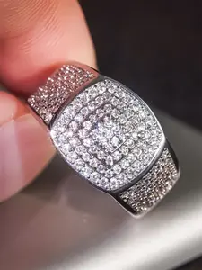 1 PC Glamorous Cubic Zirconia Ring For Women For Wedding Engagement Party Jewelry Valentine's Day Gift Wedding Rings Checkered CZ Ring Elegant Glittering Ring