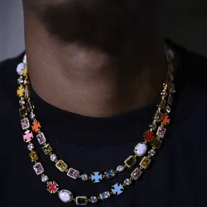 Golden Gemstone Necklace - Premium Solid Back Design