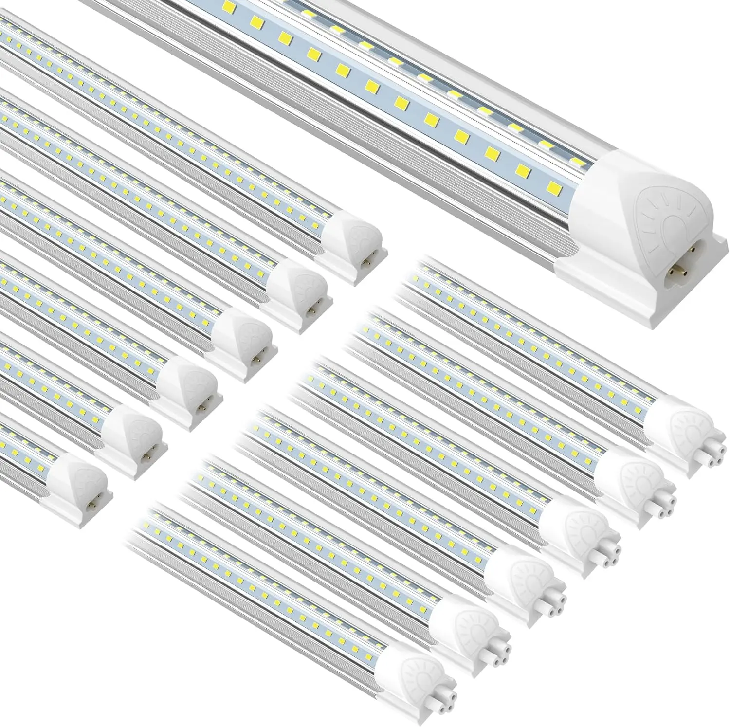 (Pack of 12) 6FT LED Tube Light T8 Integrated Single Fixture for Utility Shop, 60W, 6000K, Daylight White 6000lm High Output, Linkable LED Ceiling Light for Garage, Basement, Clear Lens