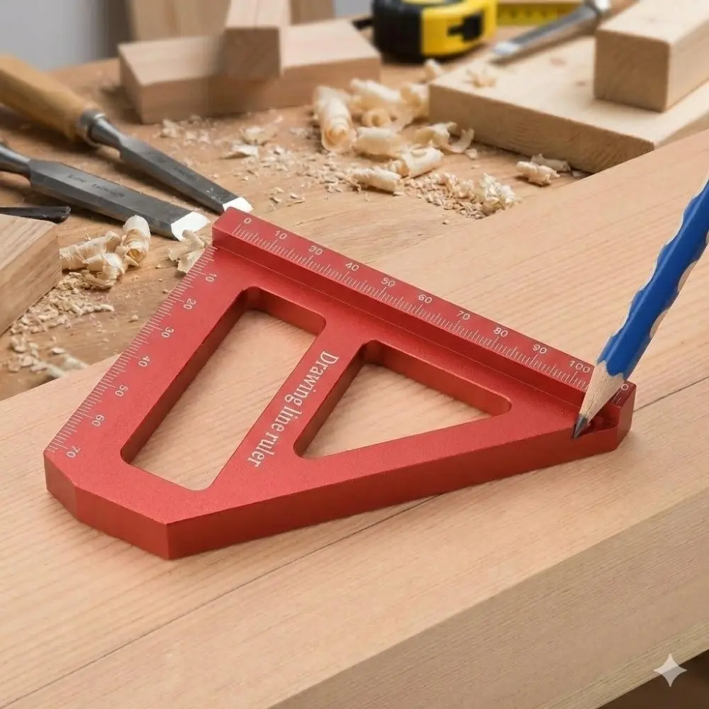 High-Precision Angle Measuring Tool Set: Professional Engineer & Woodworking Ruler, Metal Protractor, Woodworking Square Protractor, 45/90° Triangle, Miter Gauge, Portable 3D Multi-Angle Measurement for DIY Carpentry & Construction.
