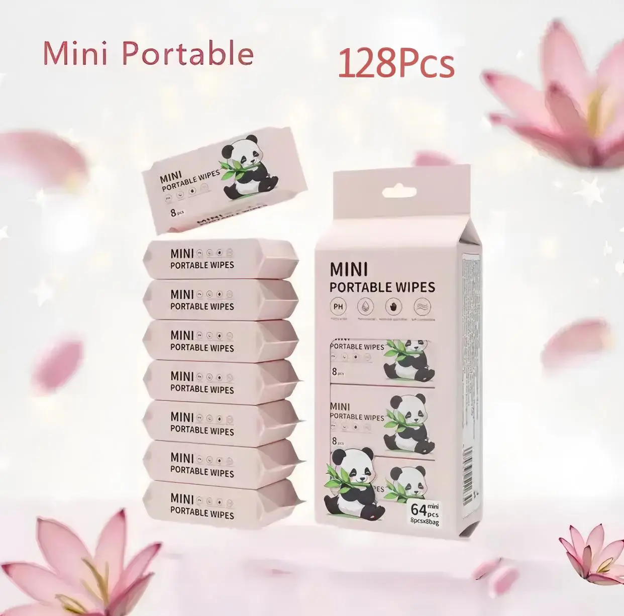 128-Piece Alcohol-Free Unisex Plant Fiber Disposable Bathing Wipes - Ultra-Compact Mini Travel-Ready Cleansing Towels for Home Care Supplies, Adult Skin Cleansing