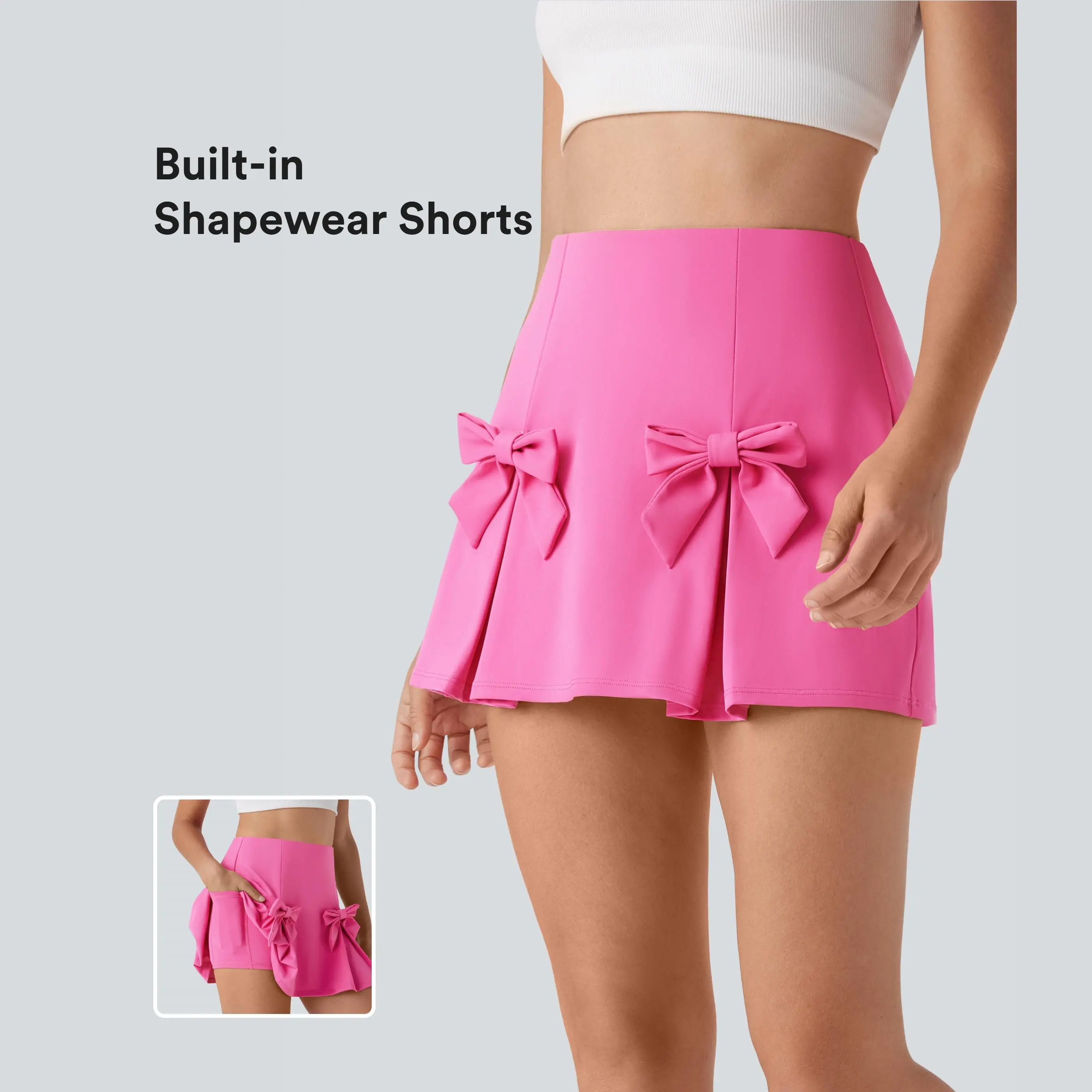Halara Softlyzero QuickDry High Waisted Tummy Control Removable Bow Casual Skirt with Built-in Shapewear Shorts #BackToSchool