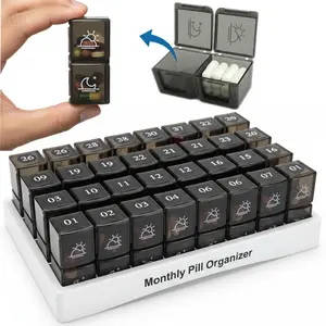 ASTRAVEA Easy to Use & Read | Larger Monthly Pill Box, 32 AM/PM Compartments | Never Miss a Dose with Bigger Font & Capacity | Premium Travel Organizer