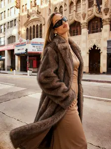 VVZ Two-Color Faux Fur Long Coat – Clean Modern Look, Comfortable Faux Fur Material for Everyday Outfits