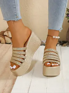 9CM BRAIDED PLATFORM SANDALS ✨ Adjustable Buckle + Textured Non-Slip Base ⚙️ Arch-Contouring Weave