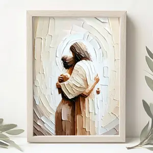 Woman Safe in His Arms Jesus Embracing Woman Christian Art Framed Canvas Poster LDS Religious Wall Art Love of God Scripture Art Christian Gift Decor Print