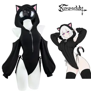 KORURACLUB Shy Neko Valentine's Day SR05 Cat Bodysuit Complete Set with Ears Tail for Anime Conventions All Seasons Plain Pattern 2026 Hottest Picks Costumes