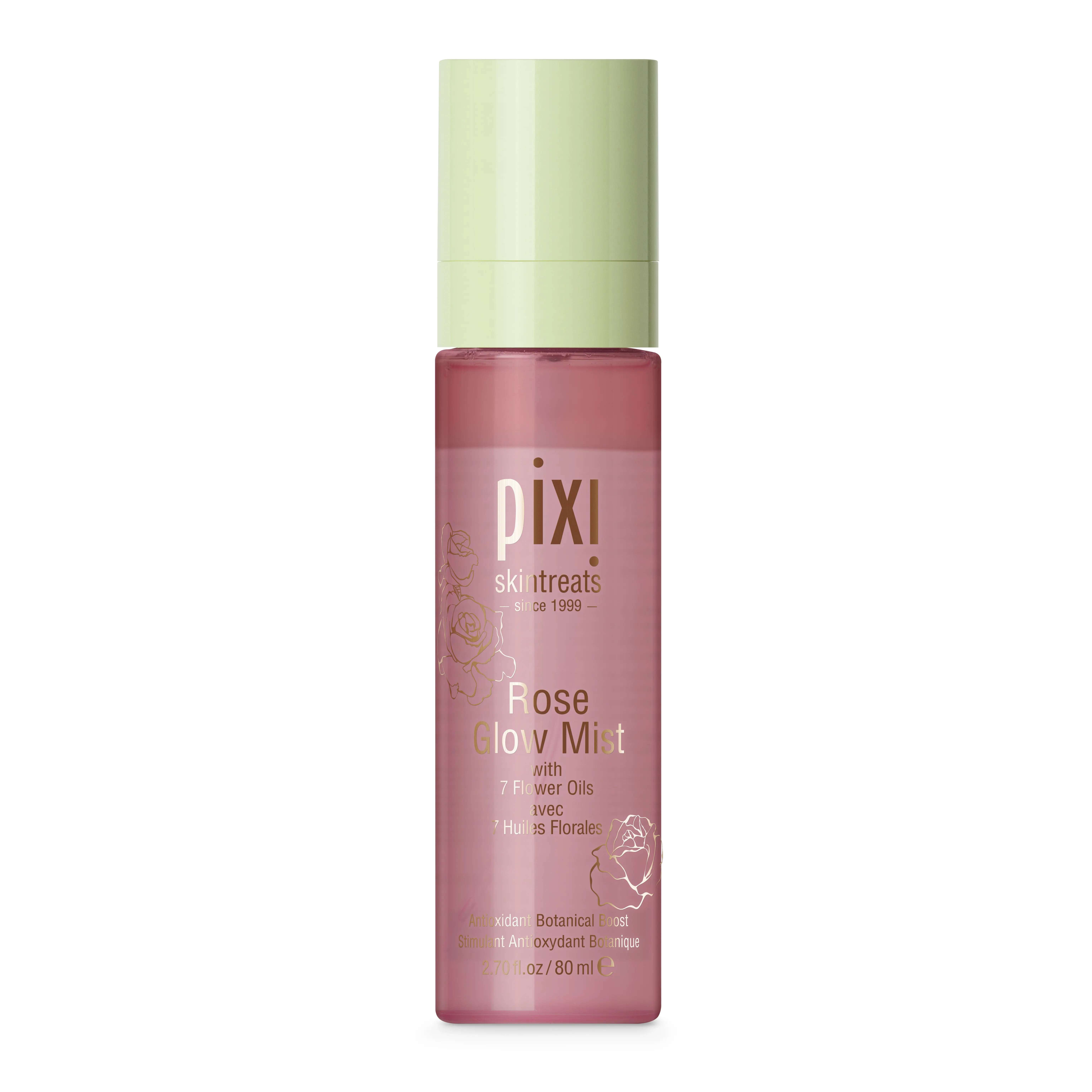 Pixi Rose Glow Facial Mist - 7 Flower Oils, Artemisia Absinthium Extract, Antioxidant, Moisturizing & Soothing, Suitable for Before & After Makeup