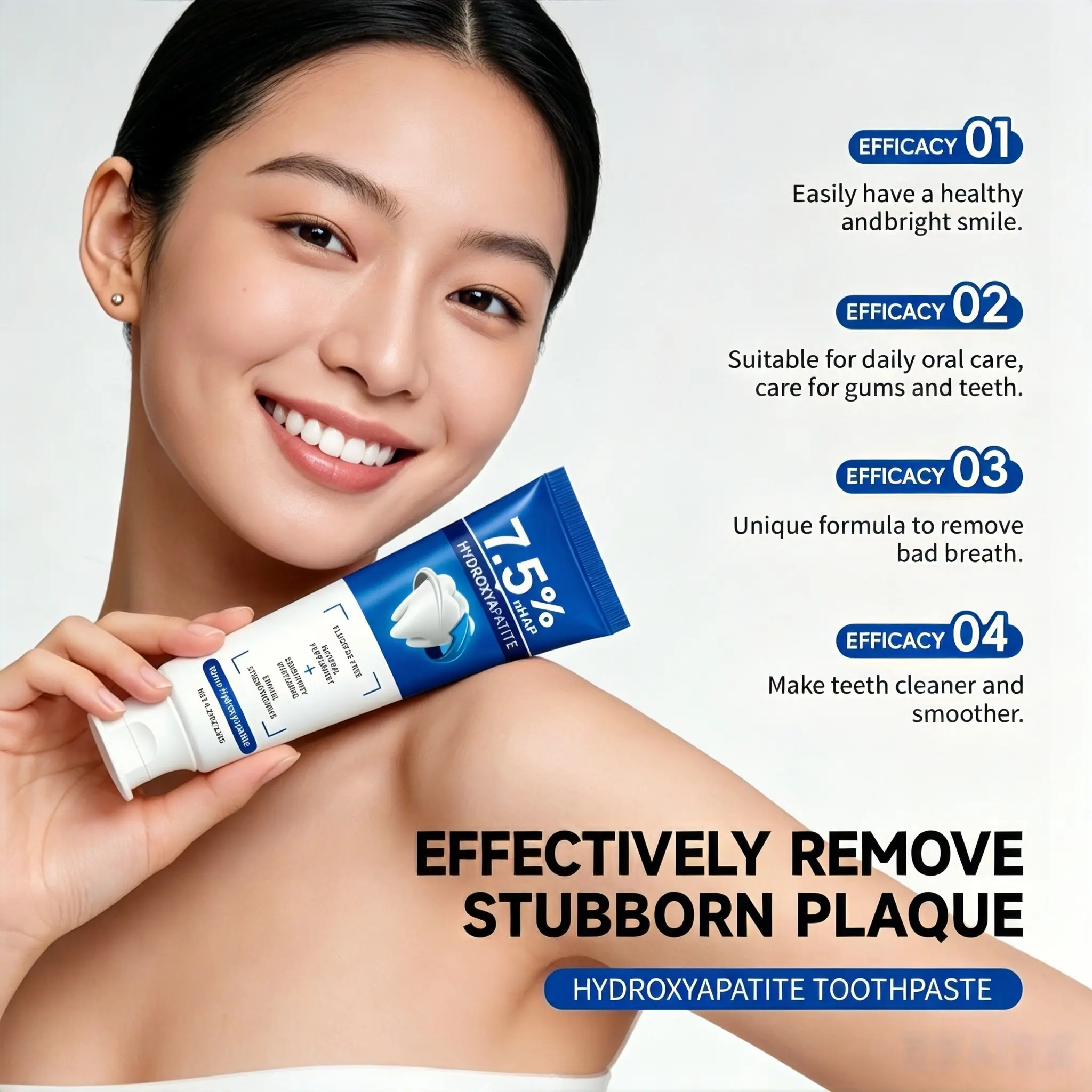 7.5% Nano Hydroxyapatite Remineralizing Toothpaste - 4.23oz (120g) Fluoride-Free Gentle Formula for Enamel Repair, Brightening, Sensitive Teeth Care, Refreshing Flavor (Single Item), Toothpaste Without Fluoride