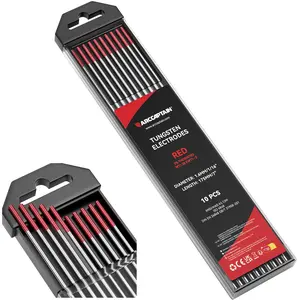 ARCCAPTAIN TIG Welding Tungsten Electrode 10-Pack 1/8'' 1/16'' 3/32''x 7"(Red - 2% Thoriated, WT20/EWth-2)