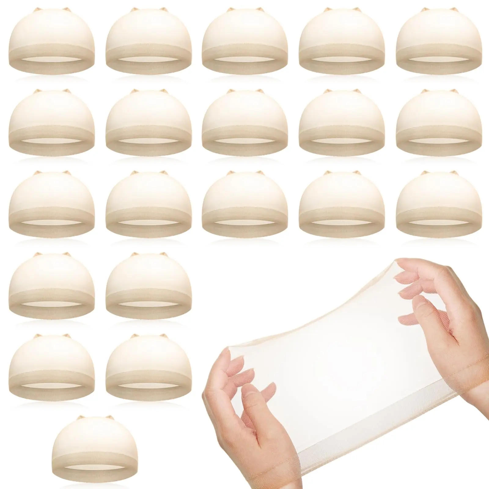 Ultra Thin Nylon Wig Caps 20 Pcs - Sheer HD Invisible Stocking for Lace Front Wigs, Hair Extensions & Bald Caps, Breathable Elastic Hairnet, Hair Styling, Lightweight Cap