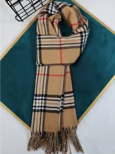 Classic Plaid Scarf for Men & Women, Warm Winter Accessory, Dual-Sided Design, Perfect Birthday Gift, Autumn-Winter Fashion Essential, Tassel Decor Scarf
