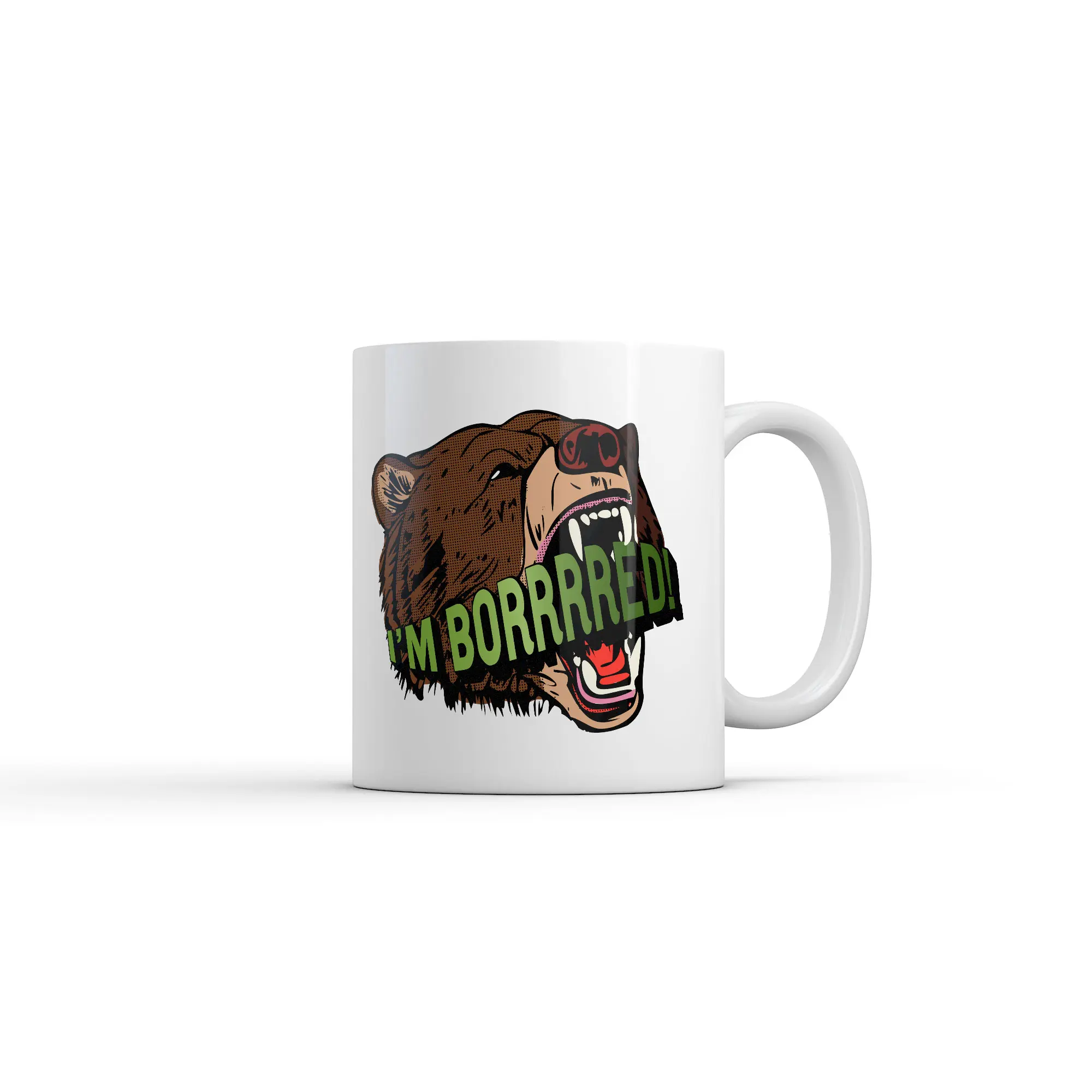 Im Bored Mug Funny Sarcastic Bear Graphic Novelty Coffee Cup - 11oz Funny Coffee Mugs Ceramic Printed Drinkware Cup