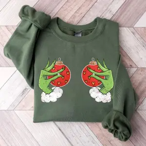 Family Matching Shirt, Christmas Hand  Shirt, Cute Christmas Shirts, Vintage Christmas Sweatshirt, Christmas Gift For Her, Casual Streetwear Top for Men & Women Womenswear