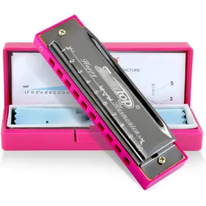 Blues Harmonica, Diatonic 10 Holes C Key Happy Harmonica Mouth Organ for Beginner,,,Students,,with Carrying Plastic Case,Clean Cloth and Manual