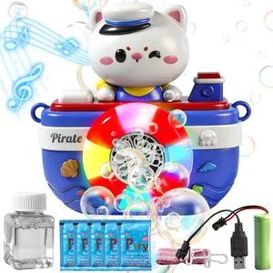 Cat Bubble Camera Toy with LED Lights and Music Easy to Use Bubble Blower