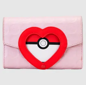 Vegan Leather Wallet Pokemon I Choose You Hearts Flap Zip Around Wallet