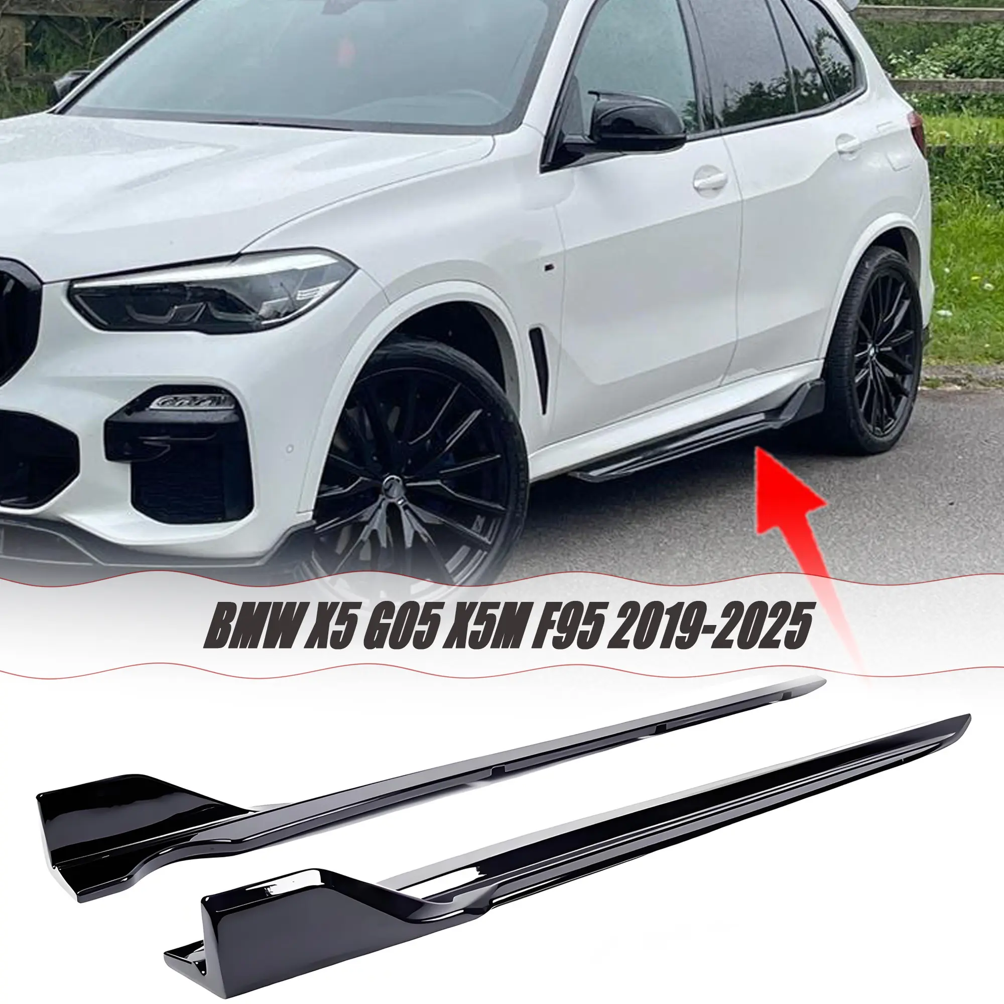 MUTUSAISI Side Skirts Rocker Panels Extension Pair Fit for BMW X5 2019-2025 Accessories X5 M/ G05/ F95/ G05 LCI ABS Plastic Air Chin Body Kit Exterior