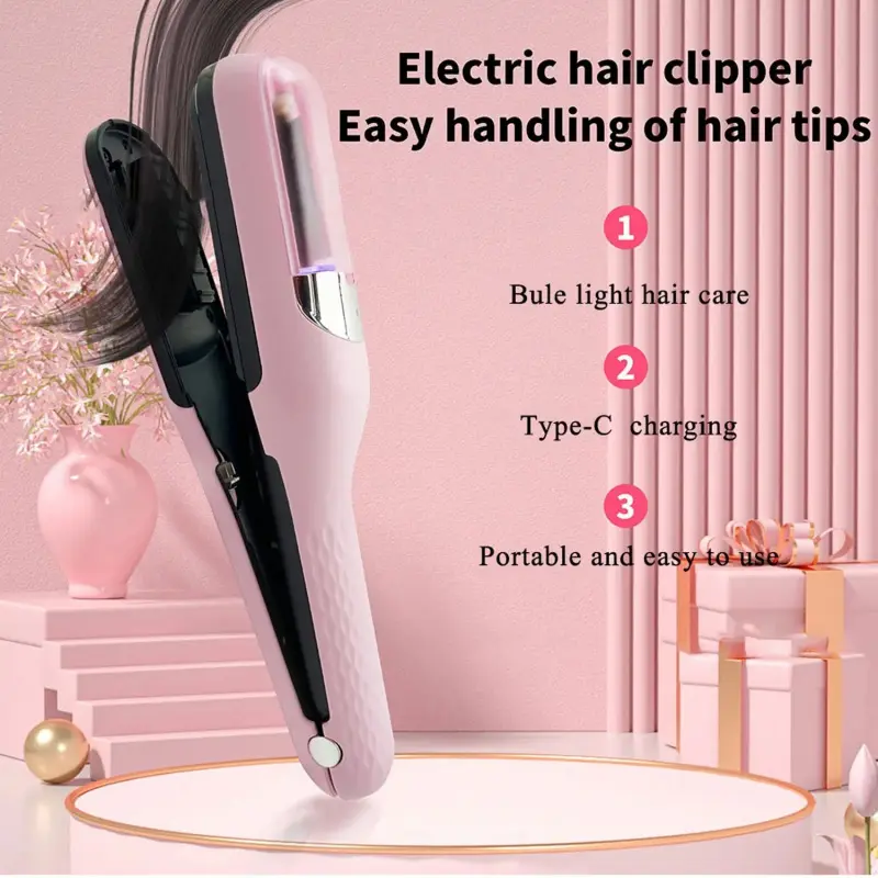 2026 Newest Model, Wireless Lightweight Split-End Trimmer, Self-Charging 2-in-1 Hair End Repairer, suitable for dry, damaged and brittle straight hair, styling tool for home and travel, hair styling tool