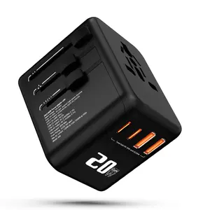 Universal Travel Adapter, 2.4a International Power Adapter, 2 USB-C and 2 USB-A Fast Charging, Multi-In-One Global Plug Adapter