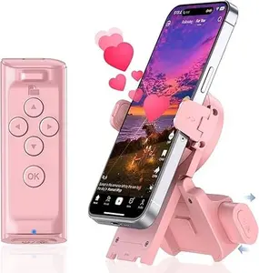 Remote Control Scrolling for TikTok with Phone Stand, Page Turner for Kindle App, Camera Camcorder Remote Controls, Scrolling Remote for TikTok/iOS/Android/iPad/iPhone/Tablet-Pink