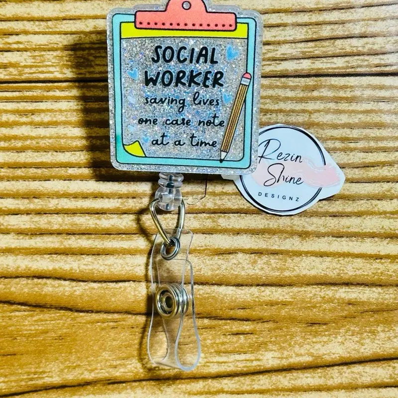 Social Worker Clipboard Badge Reel