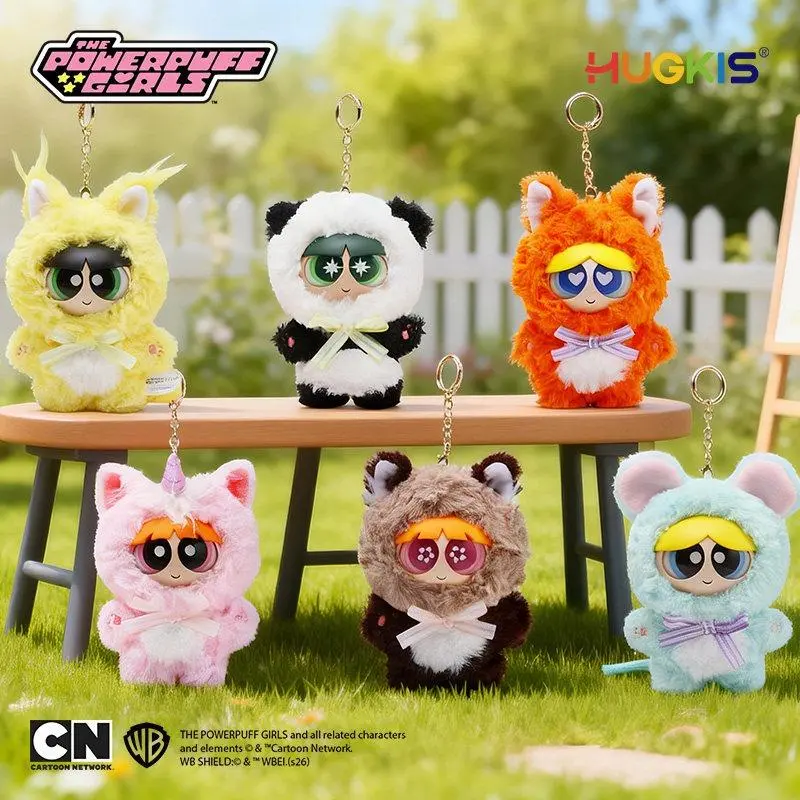 Powerpuff Girls Forest Friends Plush Pendant Blind Box Set - Soft Fluffy Unisex Character Charms with Tactile Pleasure, Random Forest-Styled Designs, Exquisite Bag Accessories, Bag Charms for Animations Fans, Ideal Gifting Items
