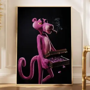 Pink Panther Pop Art, Money Wall Art, Mural Art Print, Duck Pop Art, Comic Poster, Cartoon Wall Art, Framed Poster, Entrepreneur Money Art