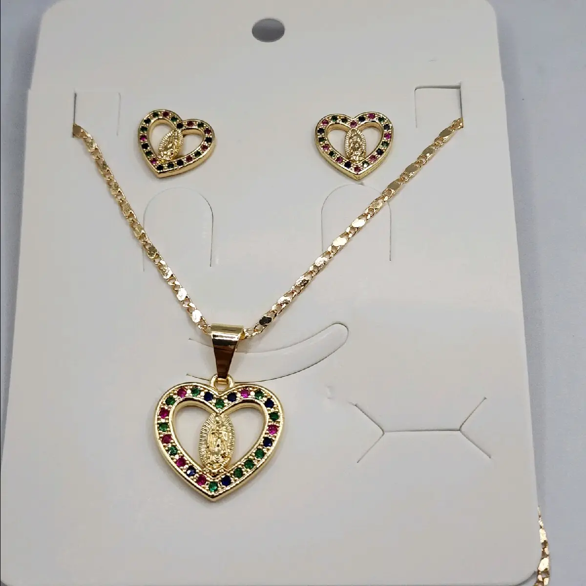 HEARTS fadhion set chain with earrings gold-plated