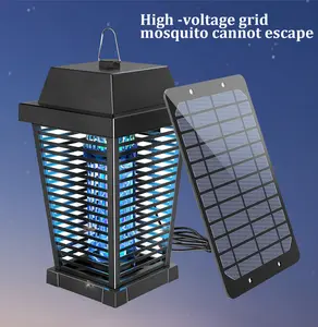 PALONE 4500V Solar-Powered Ultraviolet LED Bug Zapper, Rechargeable Cordless Durable Metal Insect Killer, Hanging Indoor/Outdoor Multifunction Device with ABS Plastic, Cleaning, Light & Defense Features