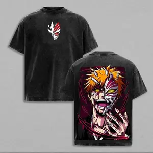 valentine shirts  Ichigo Hollow Form Tee, Bleach Anime Double Printed T-Shirt, Vintage Washed Oversized Streetwear, Heavyweight Cotton Unisex Graphic Tee, Anime Fan Gift