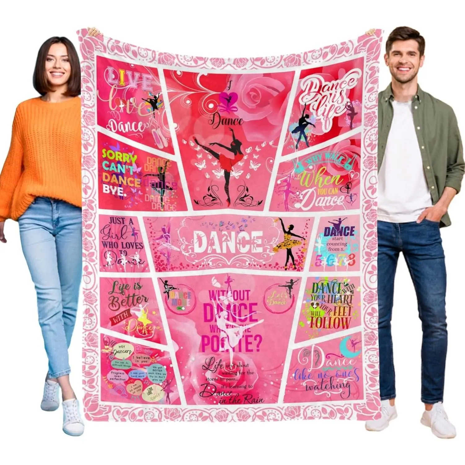 Dancer Gifts Blanket,Dance Recital Gifts For Girls Women,Dancer Gifts for Girls Teens,Ballet Gifts for Her,Dance Gifts for Teacher,Ballerina Gifts,Gifts for Dancers,Dance Stuff Dancing Blanket 50"X40"