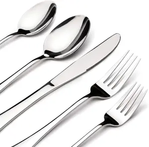 Stainless Steel Silverware Set 20PCS for 4 – 18/10 Flatware Set with Mirror Finish, Durable Knives, Forks, Spoons & Teaspoons for Home Use