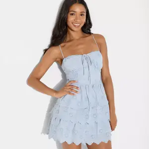 Women's Embroidered Mini A-Line Dress - Wild Fable Light Blue L