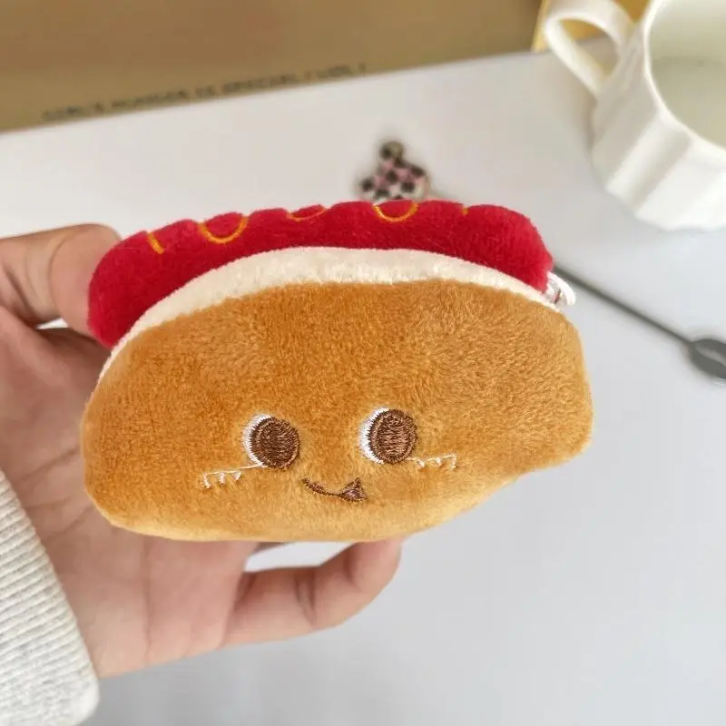 Cute Food Plush Keychain Stuffed Hanging Toy Burger Fries Hot Dog Chicken Leg Doll Fast Food Collection Gift for Children, Hamburger, Snap Hook