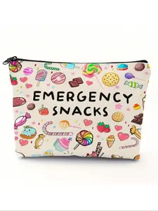 "EMERGENCY SNACKS" Zipper Pouch Grab this hilarious bag, perfect for all your cravings & daily essentials! A fun multi-purpose travel organizer, makeup bag, pencil case, or coin purse. Ideal gift for snack lovers, best friends Travel Cosmetic Bags