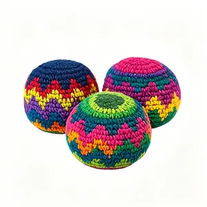 3PCS Handmade Crochet Hacky Sack Set - Boho Fashion Accessory Footbag, Coordination Training Equipment for Outdoor Backyard Play, Trendy Gift for Teens