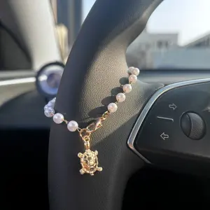 Pearl Chain Steering Wheel Ornament, Elegant Pendant Car Decoration, Interior Accessories, Cute Car Accessories, Bag Charm, Gift for Her, Car Interior Accessory