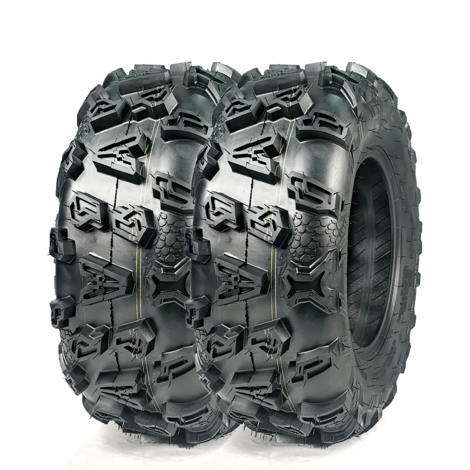 GAOMON 25x10x12 6-Ply Heavy-Duty Tubeless ATV Tires, 25" Overall Diameter, All-Terrain Off-Road Design, Wide Footprint & Extra Grip for Mud, Sand, Rock, Aggressive Tread
