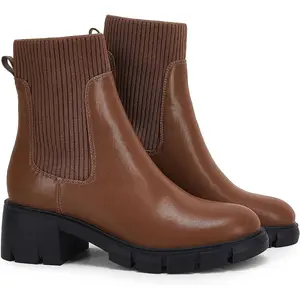 Coutgo Womens Platform Ankle Boots Elastic Chunky Block Heel Chelsea Booties Lug Sole Non-Slip Combat Winter Shoes fantasia  boots  ground