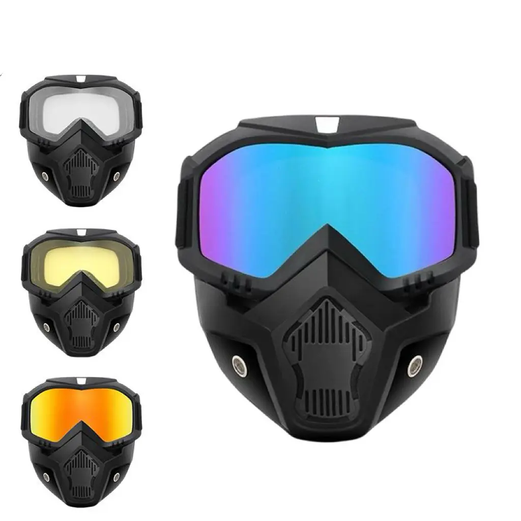 Tactical Motorcycle Mask with Detachable Anti-Fog Goggles - Windproof & Breathable Full Face Shield for Motorcycling & Cycling, Windproof Seal, Dust Proofing