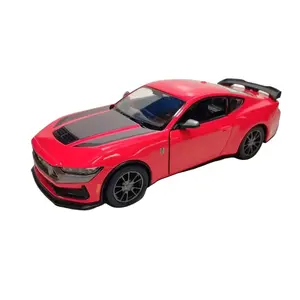 KINSMART 1/38 2024 Ford Mustang Dark Horse Scale Model 5 Inch Die-Cast Metal & Plastic Red Car with Openable Doors & Pull-Back Action Officially Licensed